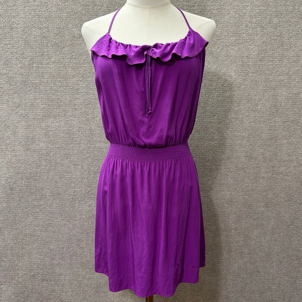 Parker XS Silk Tie Front Racer Back Smocked Waist Mini Dress Lightweight & Flowy